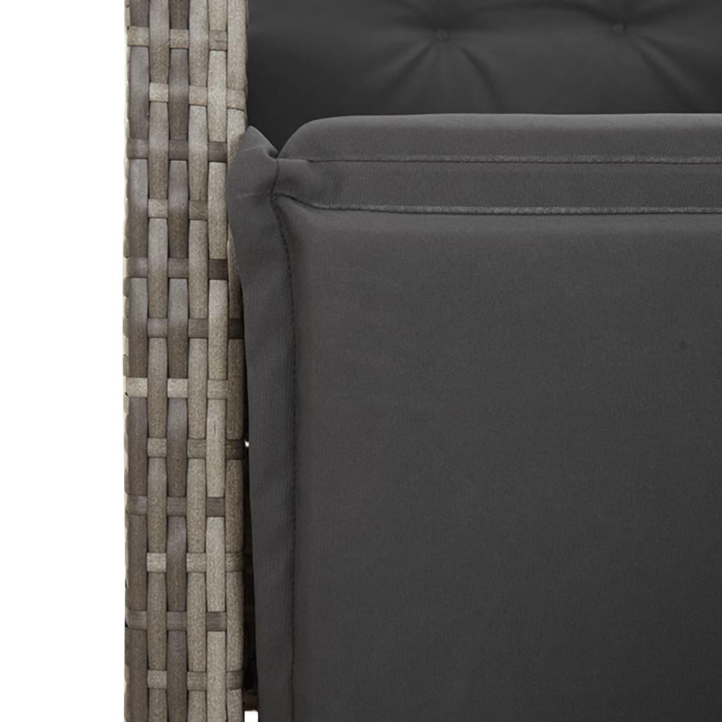 Havestole 2 stk. med lænefunktion og fodstøtte polyrattan grå