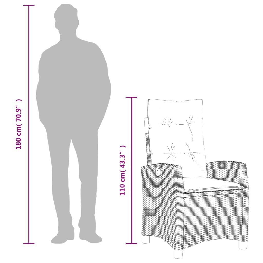 Spisebordssæt til haven 9 dele med hynder polyrattan beige