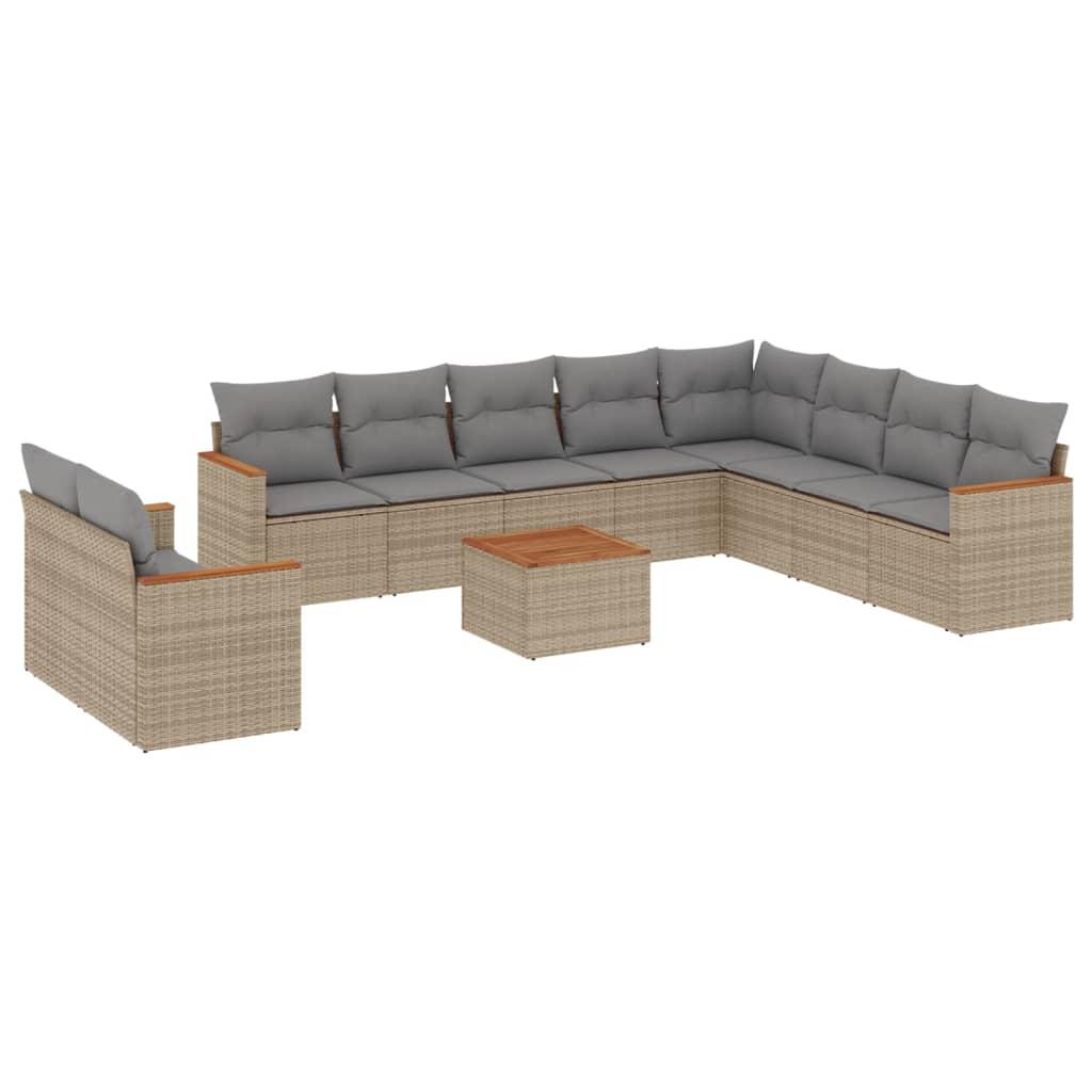 Sofasæt til haven 11 dele med hynder polyrattan beige