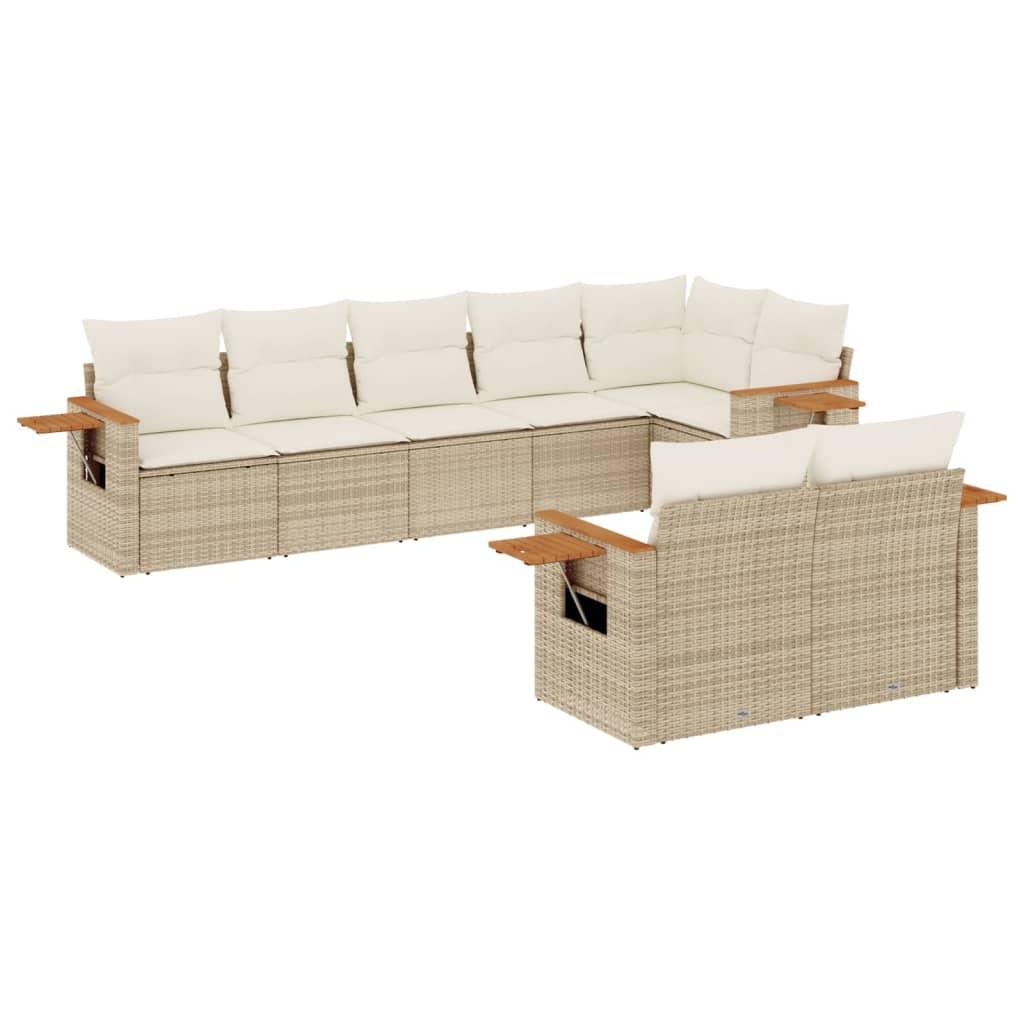 Sofasæt til haven 8 dele med hynder polyrattan beige
