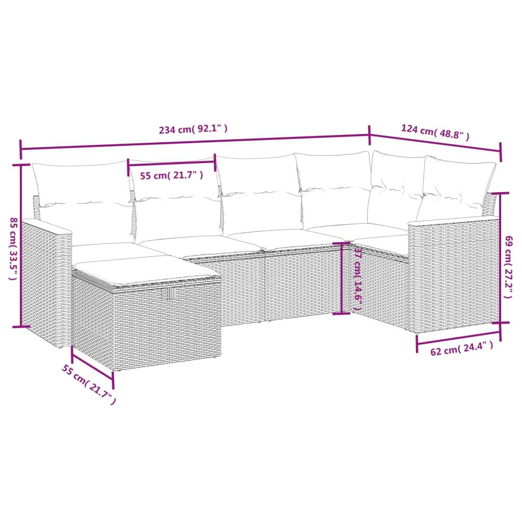 Sofasæt til haven 6 dele med hynder polyrattan grå