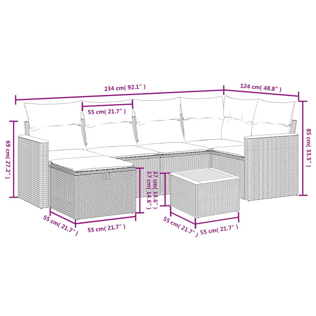 Sofasæt til haven 7 dele med hynder polyrattan sort