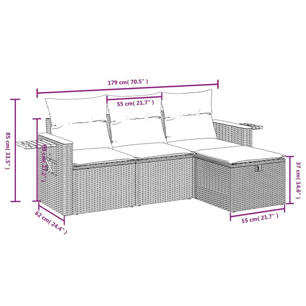 Sofasæt til haven 4 dele med hynder polyrattan beige