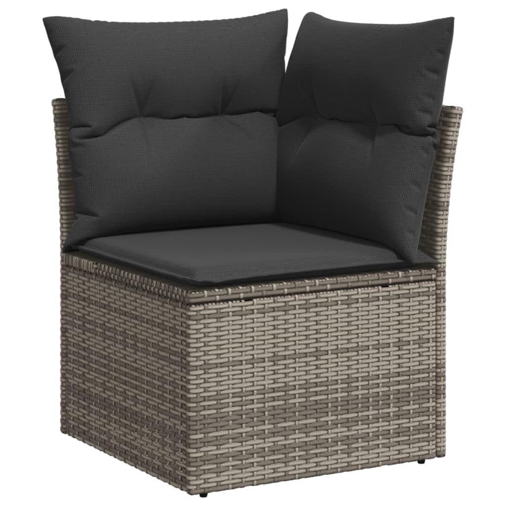Loungesæt til haven 11 dele med hynder polyrattan grå