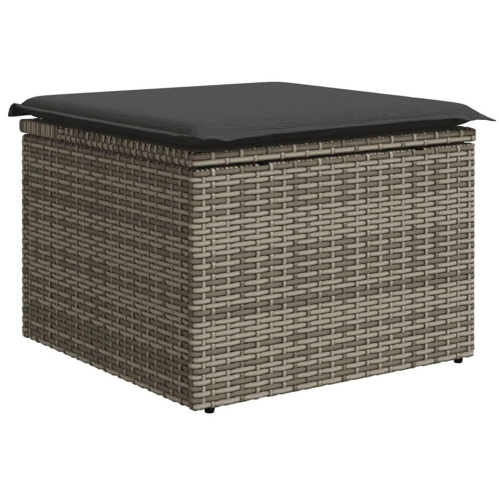 Loungesæt til haven 11 dele med hynder polyrattan grå