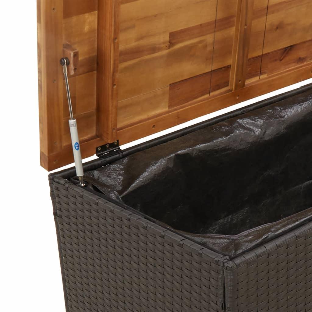 Opbevaringsboks til haven 110x55x63 cm polyrattan akacie sort