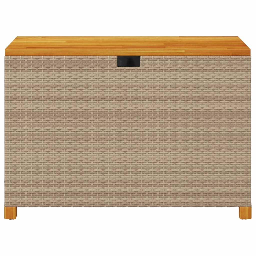 Opbevaringsboks til haven 110x55x63 cm polyrattan akacie beige