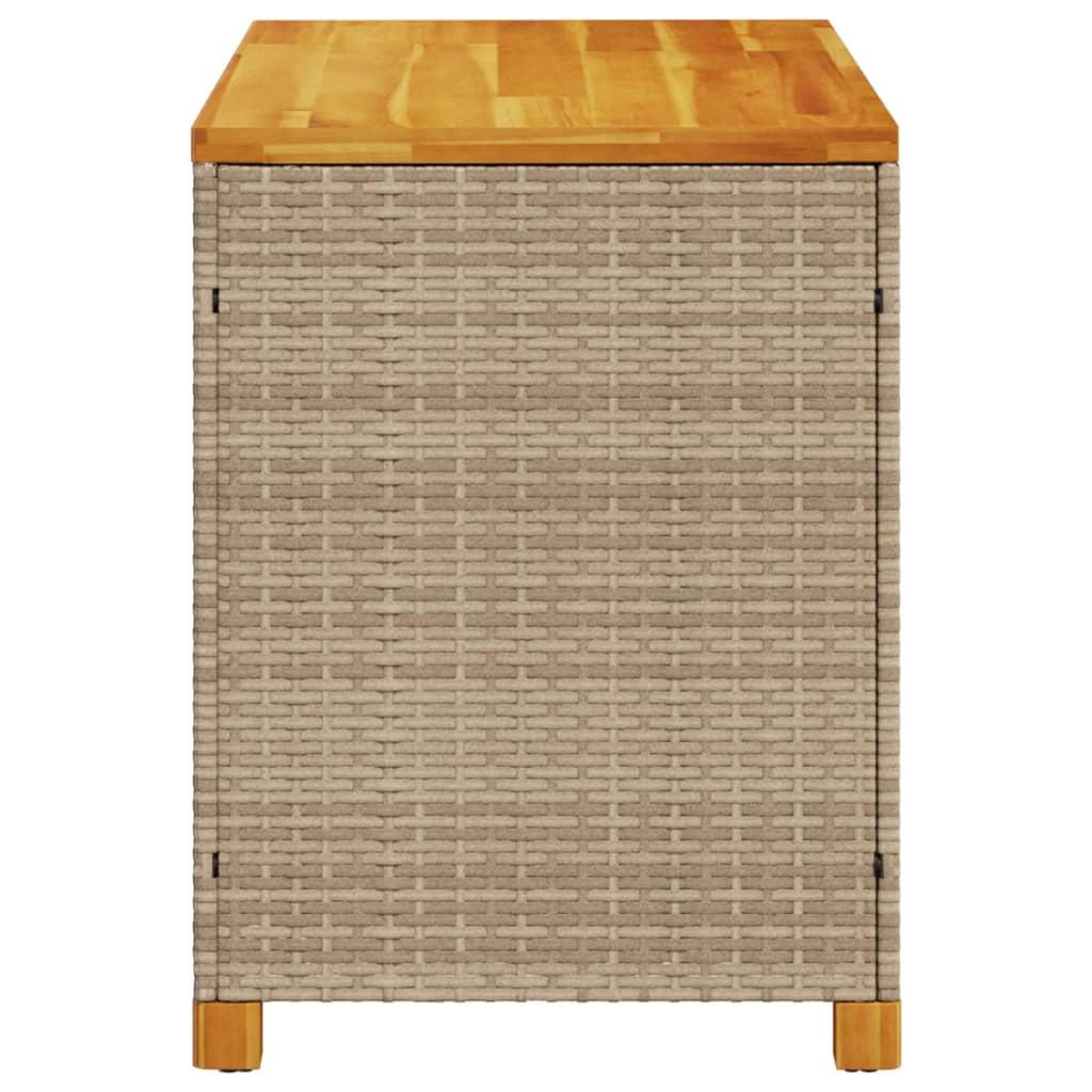 Opbevaringsboks til haven 110x55x63 cm polyrattan akacie beige