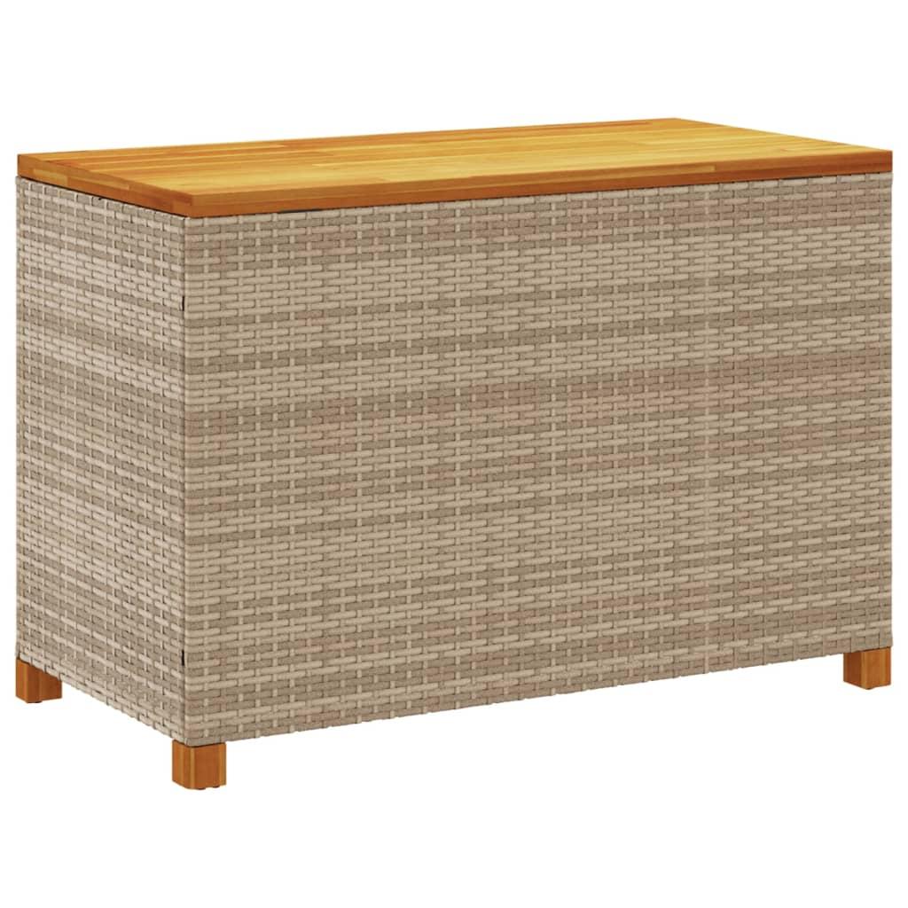 Opbevaringsboks til haven 110x55x63 cm polyrattan akacie beige