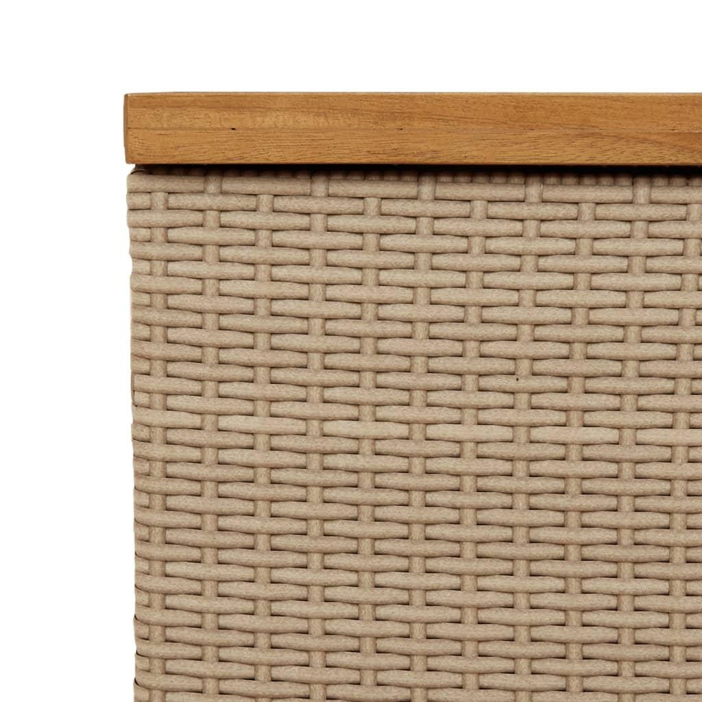 Opbevaringsboks til haven 110x55x63 cm polyrattan akacie beige