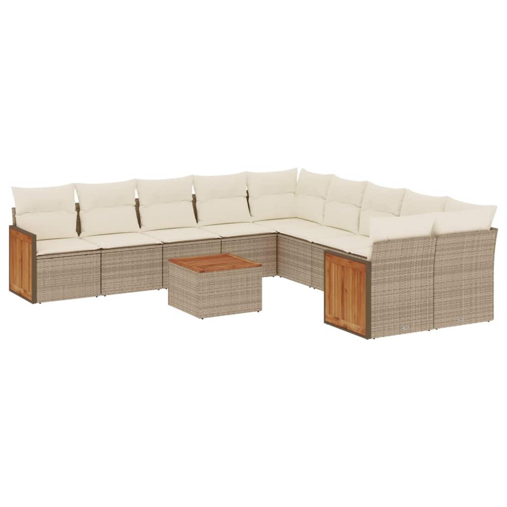 Sofasæt til haven 11 dele med hynder polyrattan beige