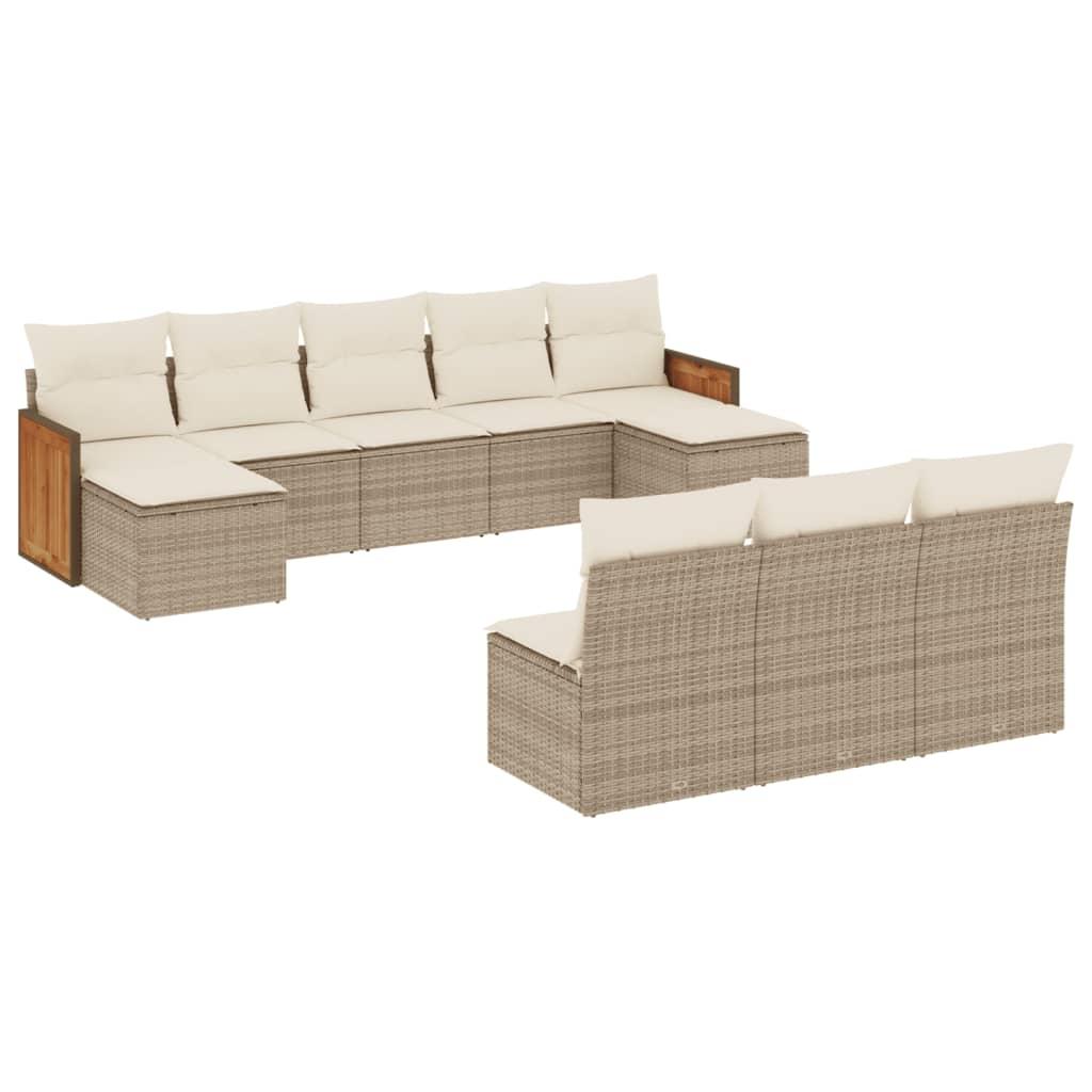 Sofasæt til haven 10 dele med hynder polyrattan beige