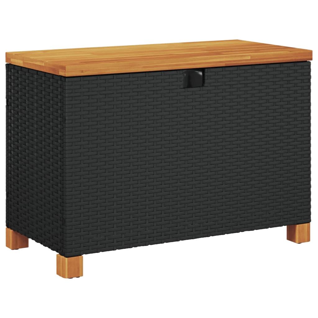 Opbevaringsboks til haven 80x40x48 cm polyrattan akacietræ sort