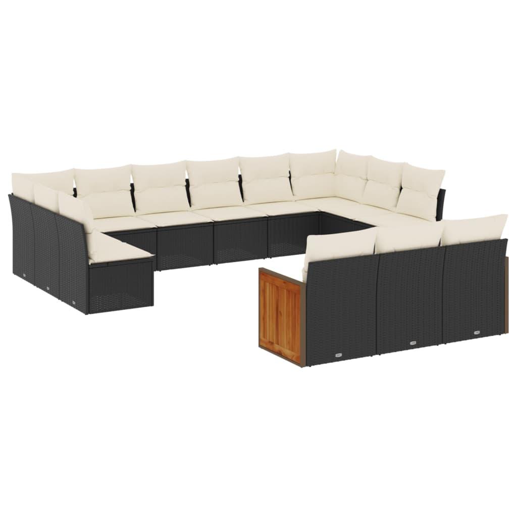 Sofasæt til haven 13 dele med hynder polyrattan sort