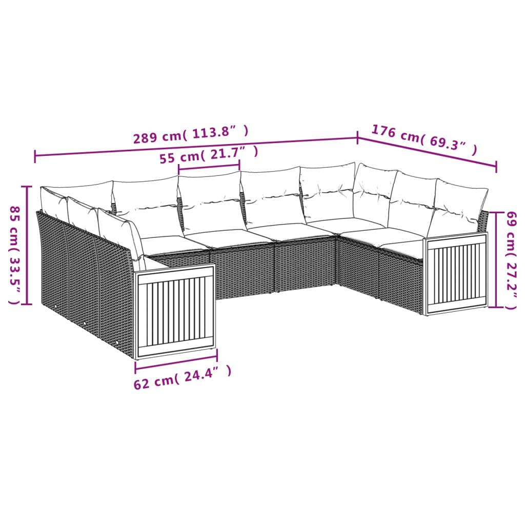 Sofasæt til haven 9 dele med hynder polyrattan beige