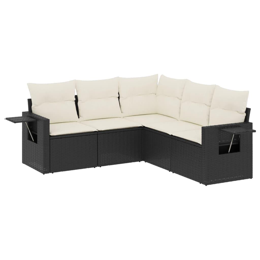 Sofasæt til haven 5 dele med hynder polyrattan sort