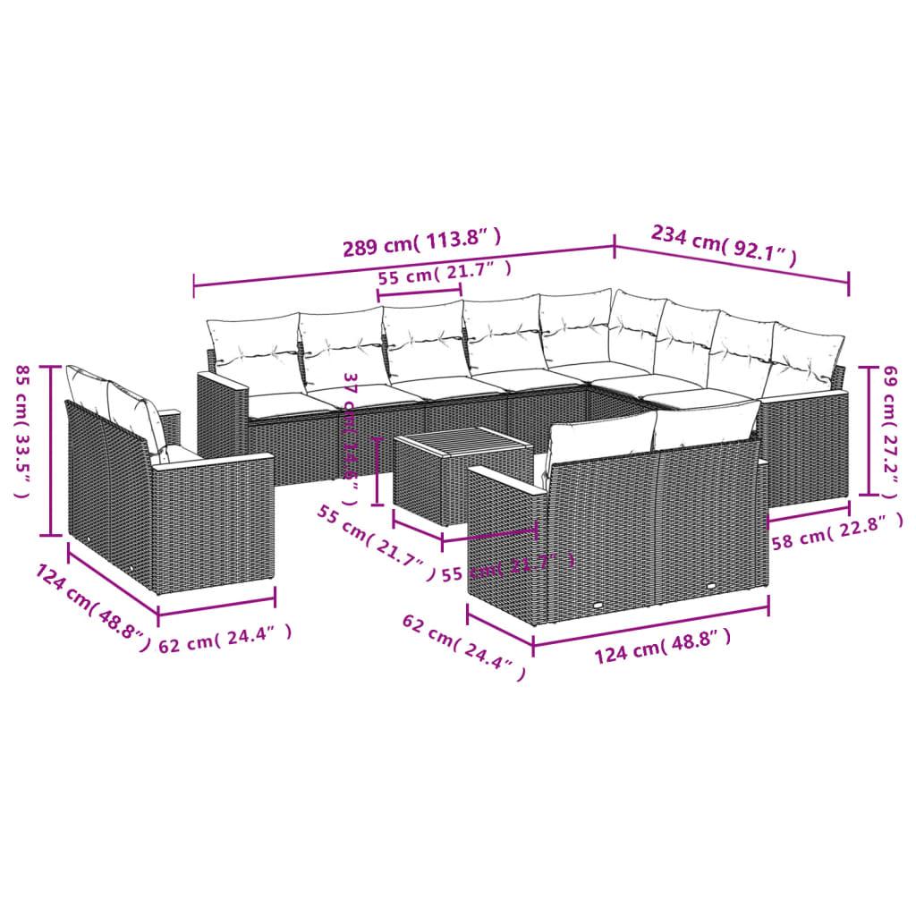 Sofasæt til haven 13 dele med hynder polyrattan beige