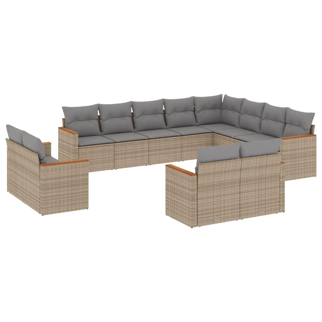 Sofasæt til haven 12 dele med hynder polyrattan beige