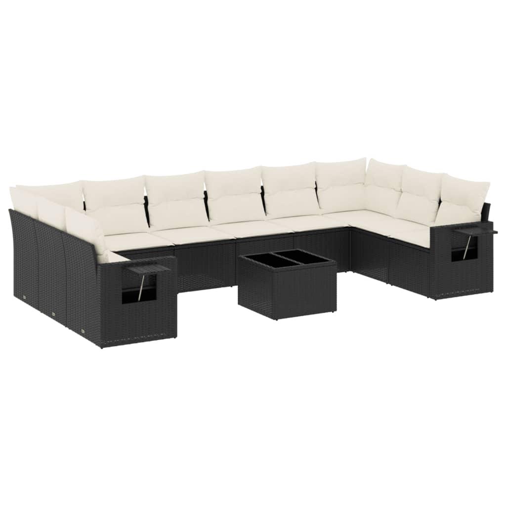 Sofasæt til haven 11 dele med hynder polyrattan sort
