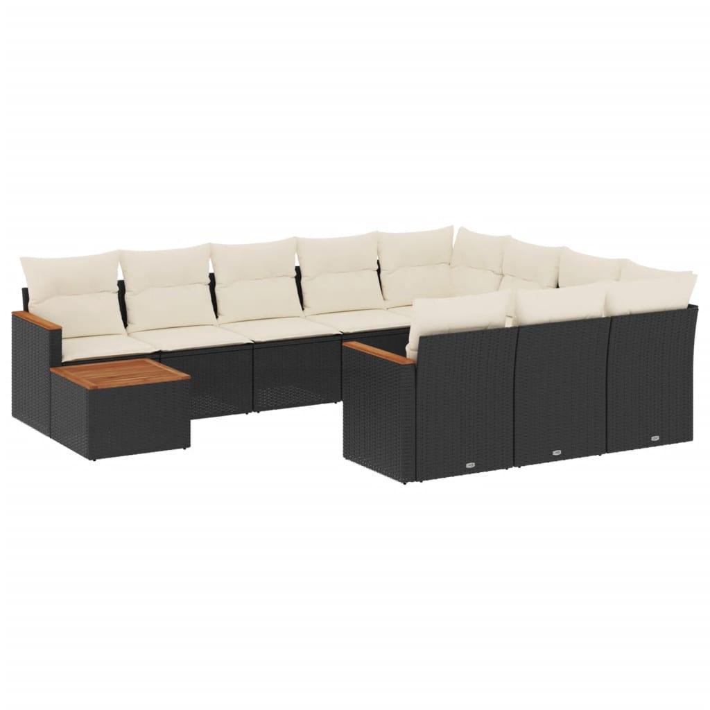Sofasæt til haven 11 dele med hynder polyrattan sort