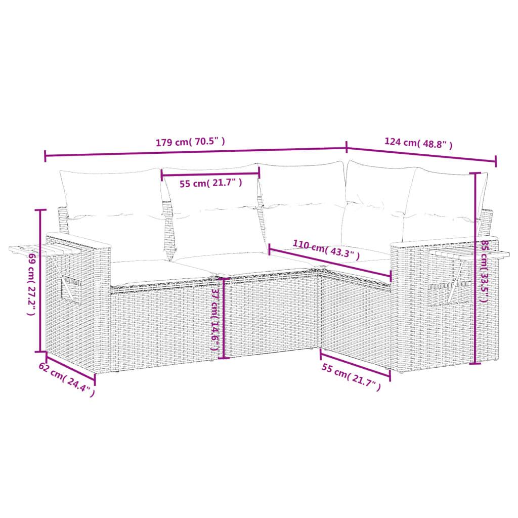 Sofasæt til haven 4 dele med hynder polyrattan beige