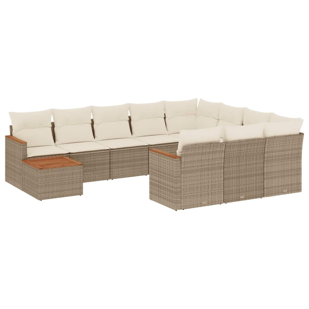 Sofasæt til haven 11 dele med hynder polyrattan beige