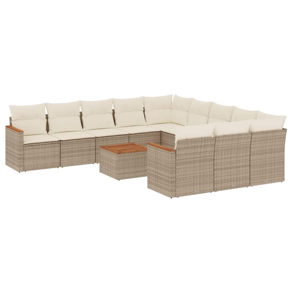 Sofasæt til haven 12 dele med hynder polyrattan beige
