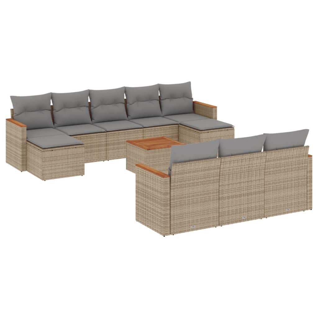 Sofasæt til haven 11 dele med hynder polyrattan beige