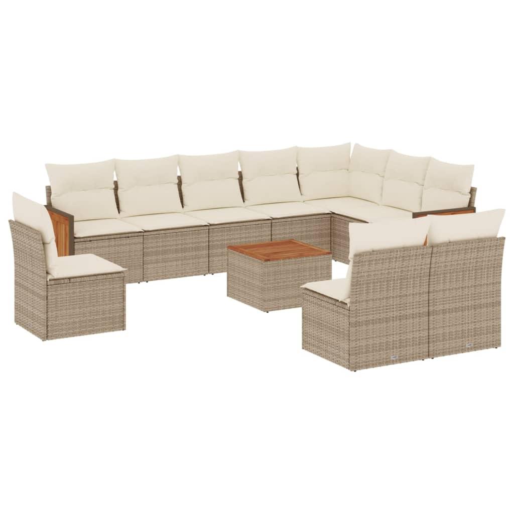 Sofasæt til haven 11 dele med hynder polyrattan beige