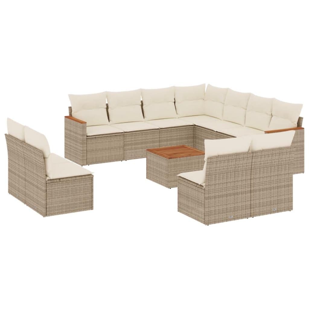 Sofasæt til haven 12 dele med hynder polyrattan beige