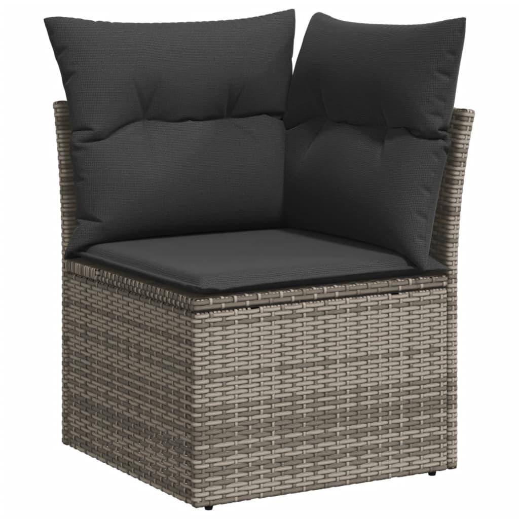 Loungesæt til haven 11 dele med hynder polyrattan grå