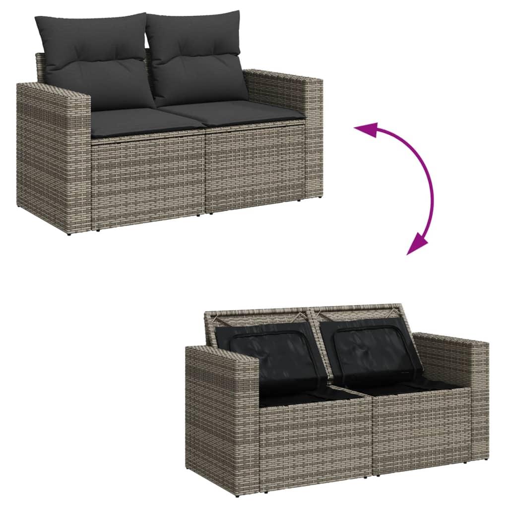 Loungesæt til haven 11 dele med hynder polyrattan grå