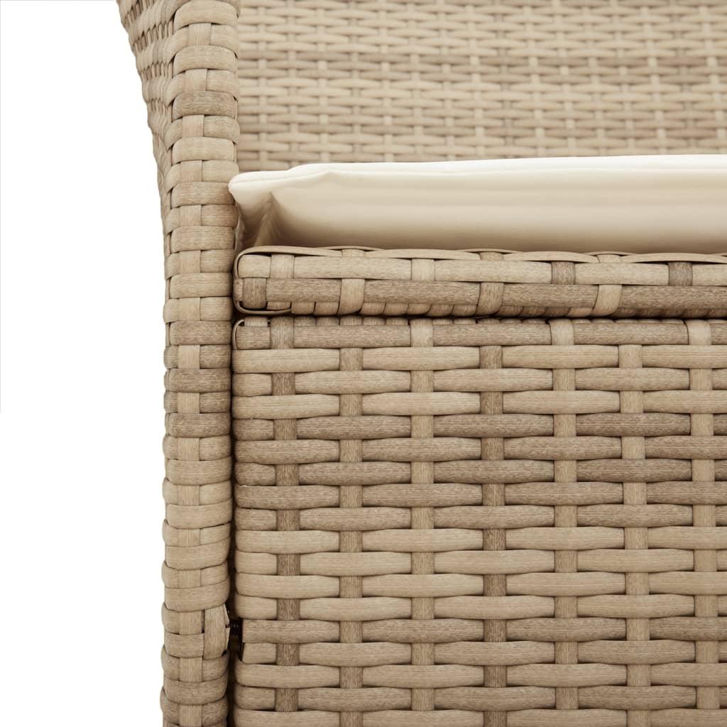 Havestole 2 stk. med hynder polyrattan og massivt træ beige