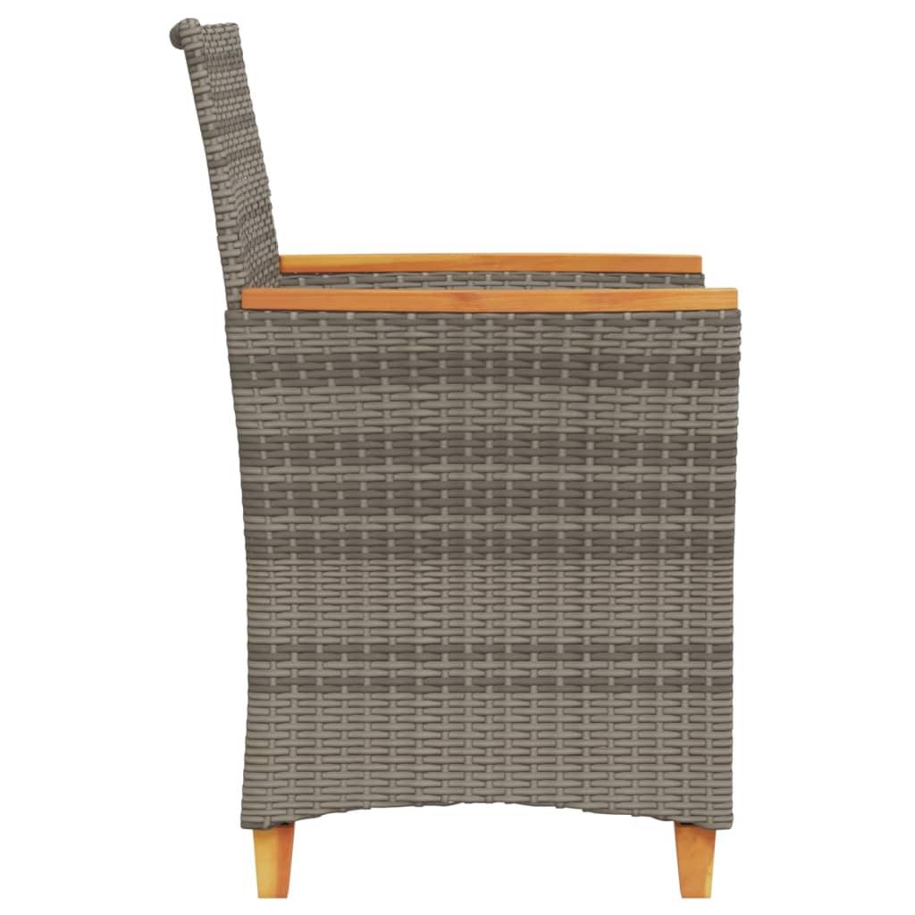Havestole 2 stk. med hynder polyrattan og massivt træ grå