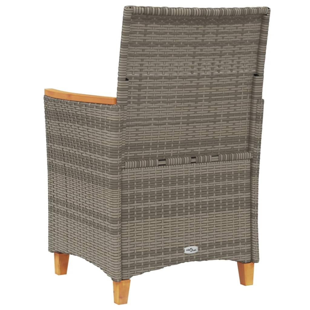 Havestole 2 stk. med hynder polyrattan og massivt træ grå