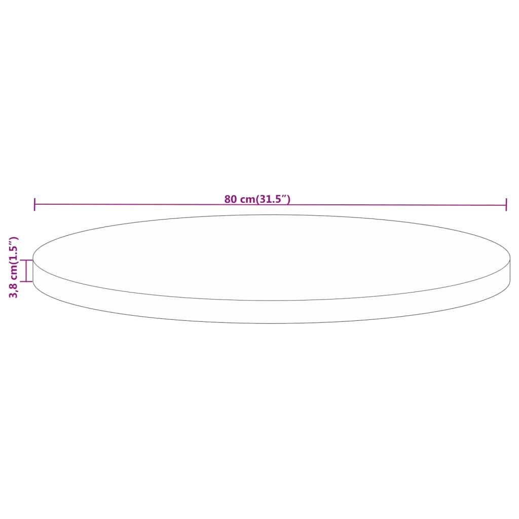 Bordplade Ø80x3,8 cm rund massivt mangotræ