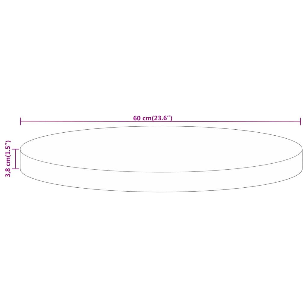 Bordplade Ø60x3,8 cm rund massivt mangotræ