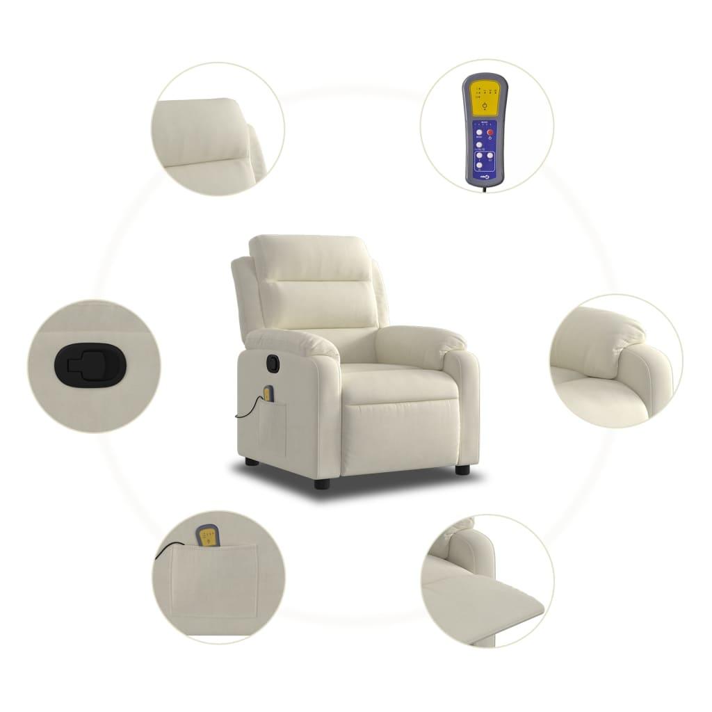 Massagestol velour cremefarvet