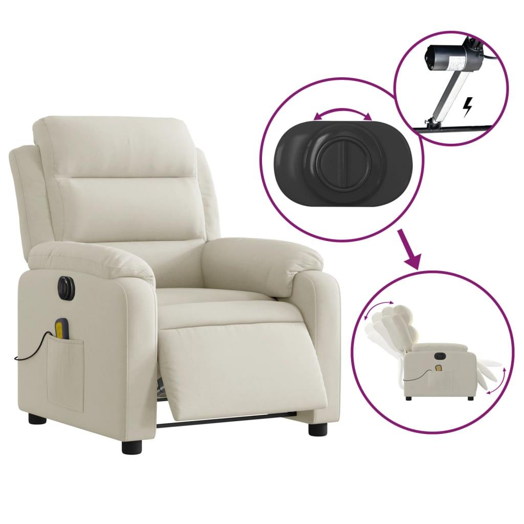 Massagestol velour cremefarvet