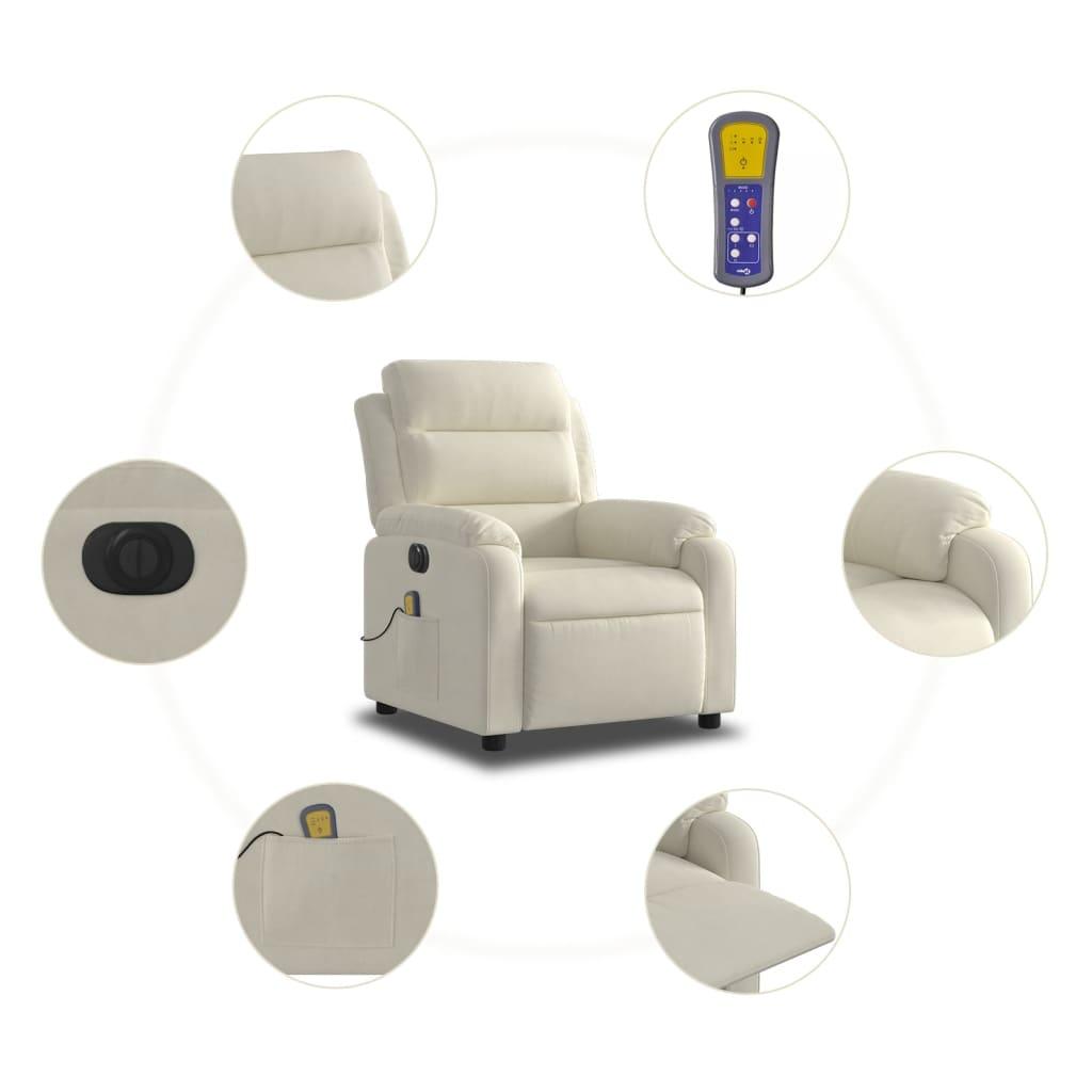 Massagestol velour cremefarvet