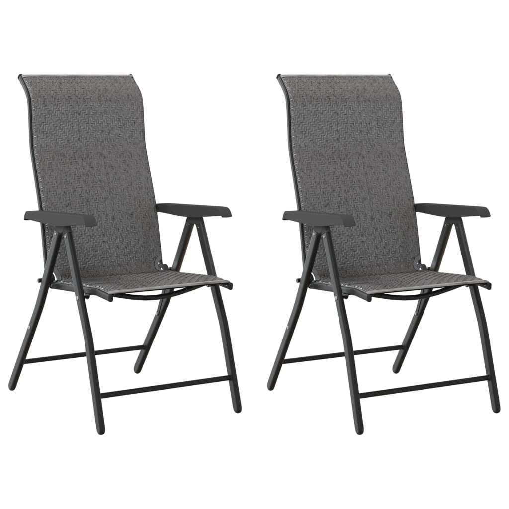Havestole 2 stk. foldbar polyrattan grå
