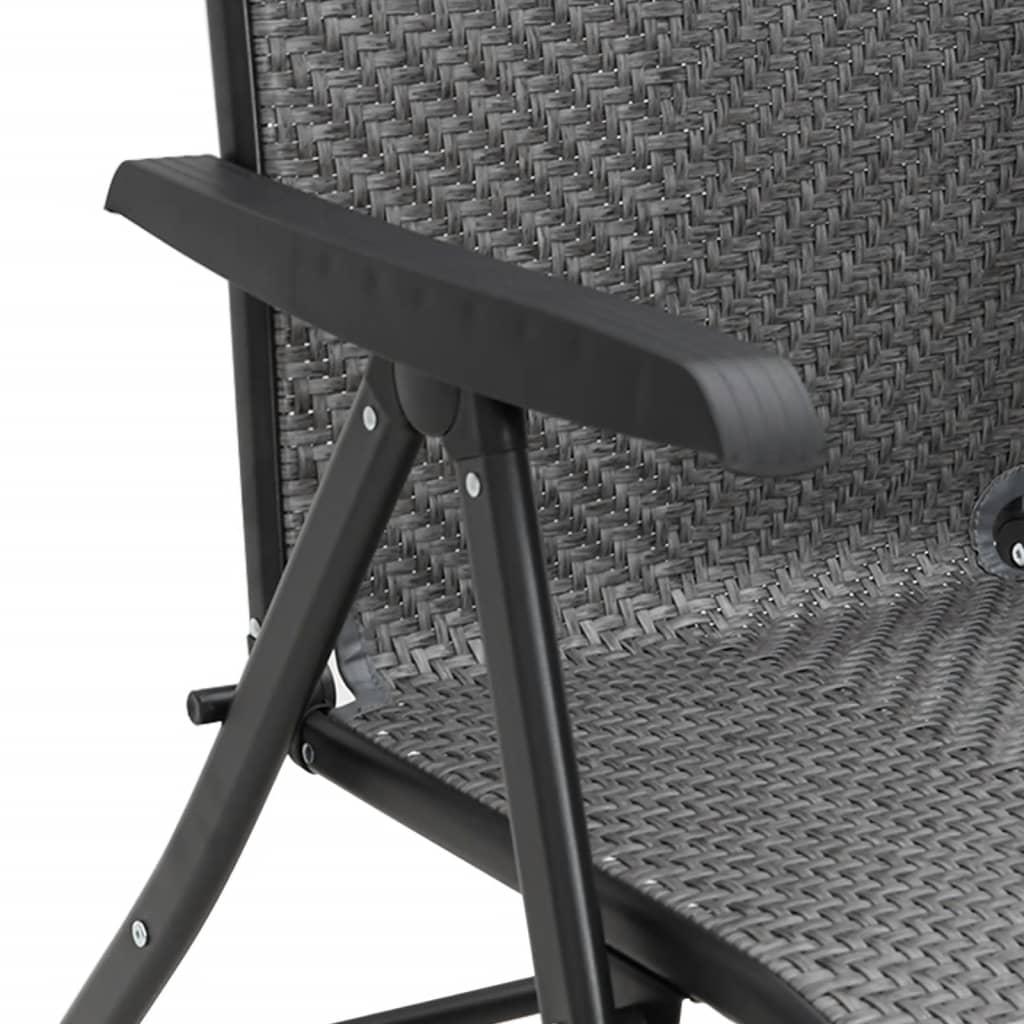 Havestole 2 stk. foldbar polyrattan grå