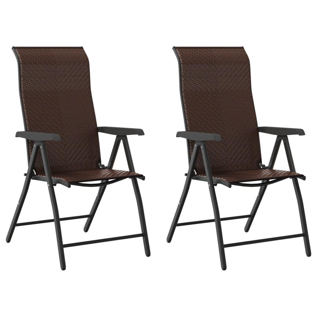 Havestole 2 stk. foldbar polyrattan brun