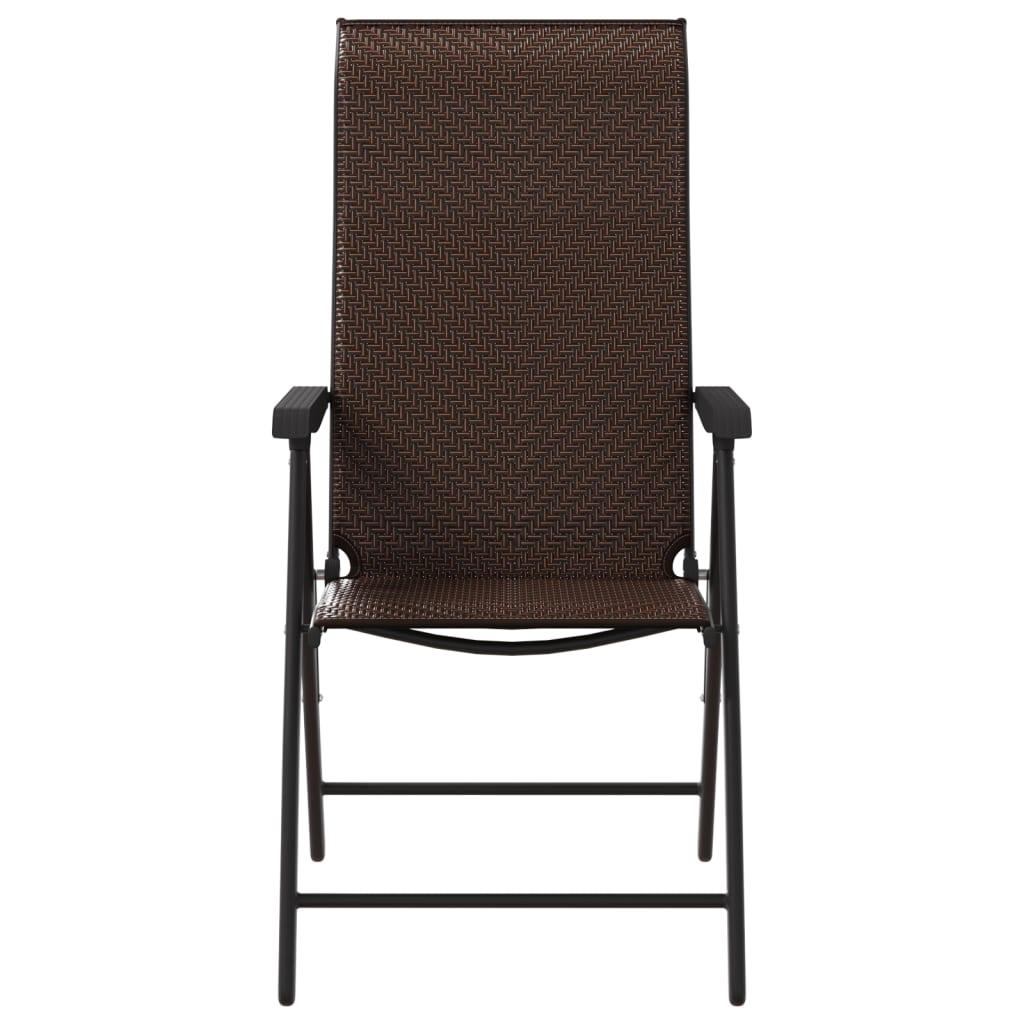 Havestole 2 stk. foldbar polyrattan brun