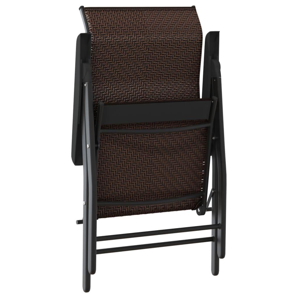 Havestole 2 stk. foldbar polyrattan brun