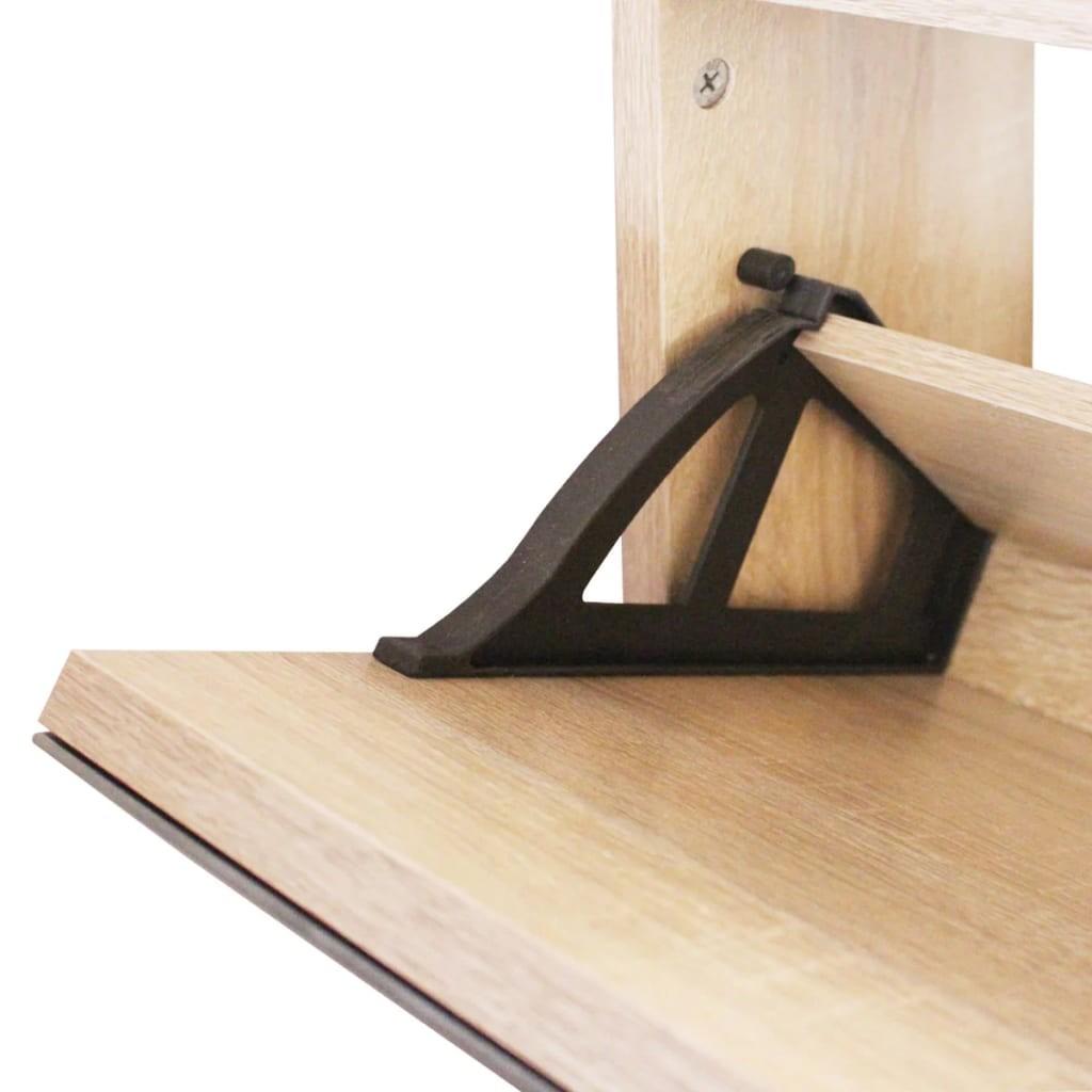 Skoskab med tre hylder og spejl 63x17x102,5 cm egetræsfarvet