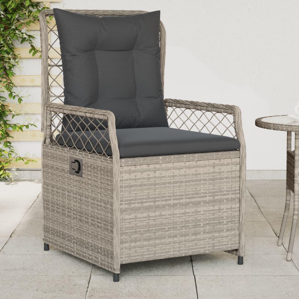 Havestole 2 stk. med lænefunktion polyrattan grå