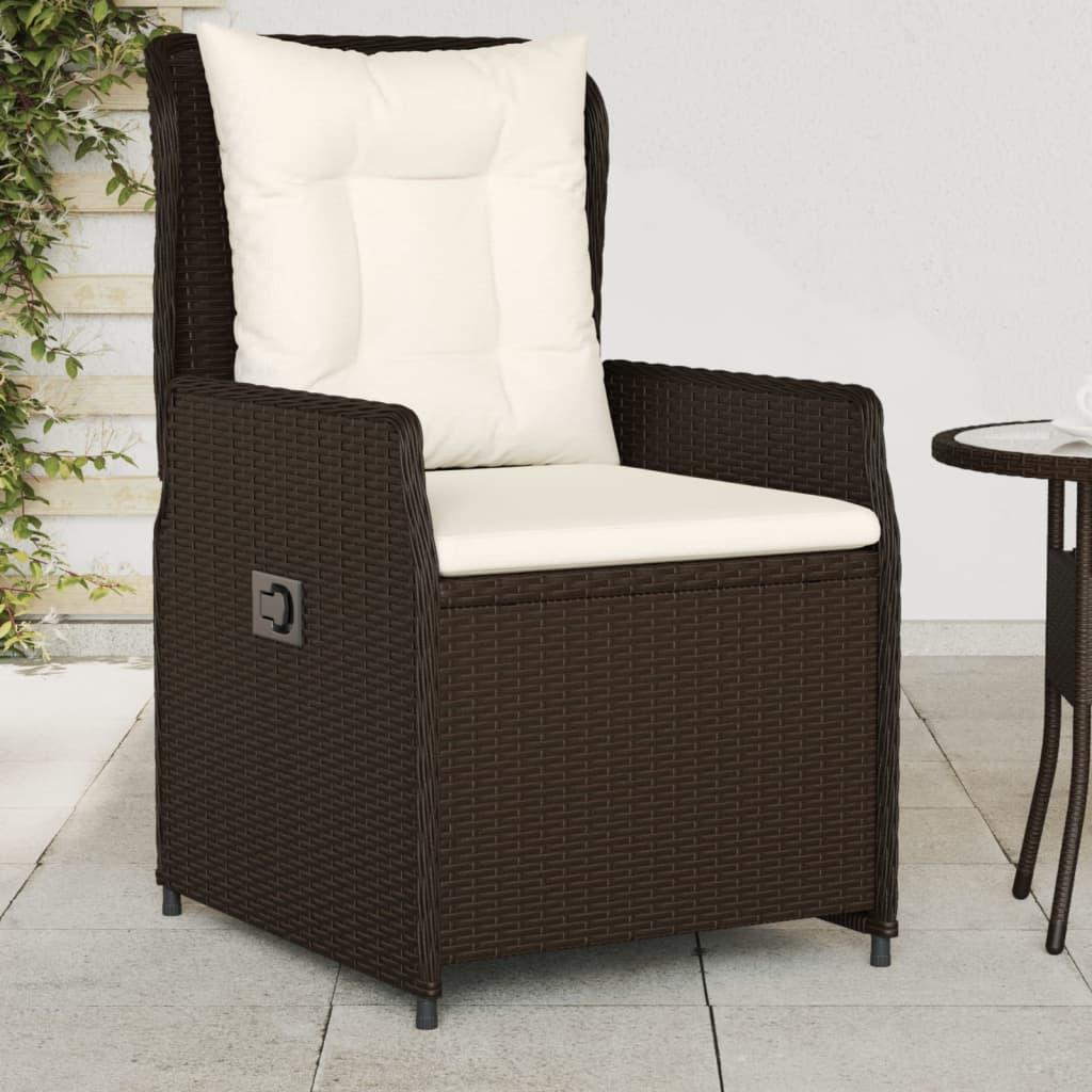 Havestole 2 stk. med lænefunktion polyrattan brun