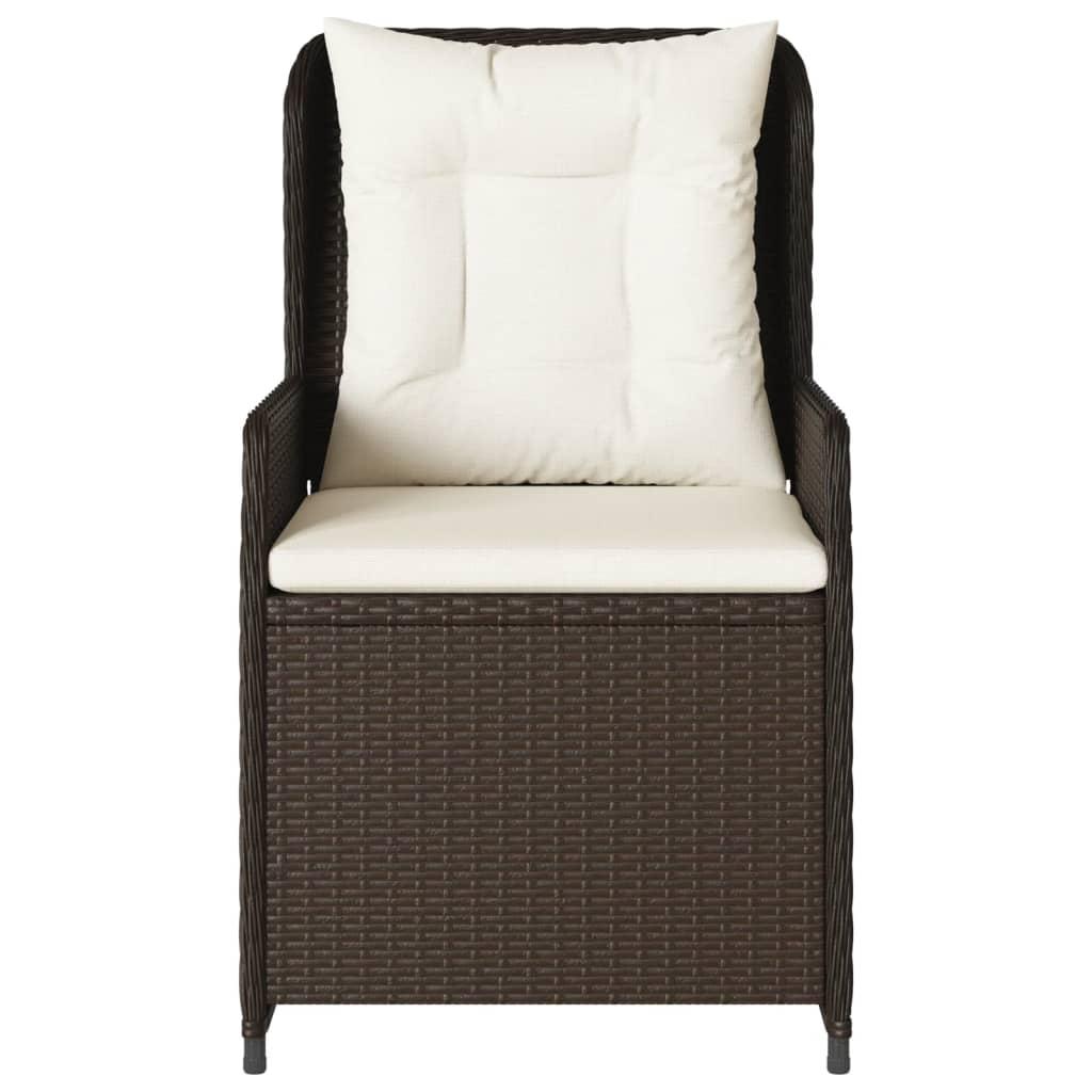 Havestole 2 stk. med lænefunktion polyrattan brun