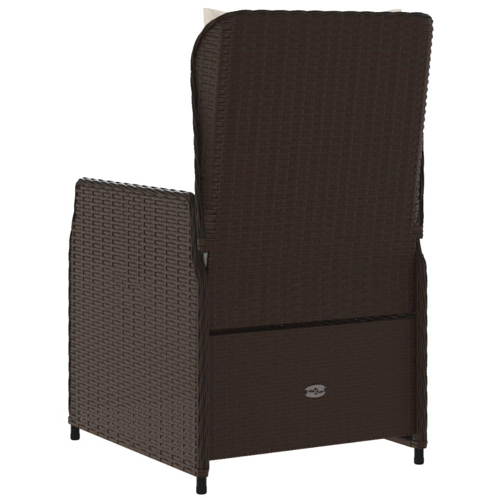 Havestole 2 stk. med lænefunktion polyrattan brun